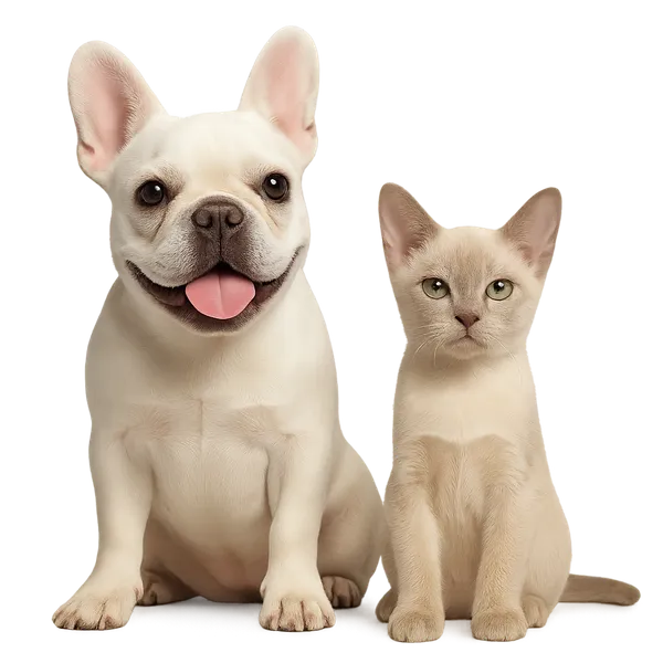 Cachorro e gato juntos